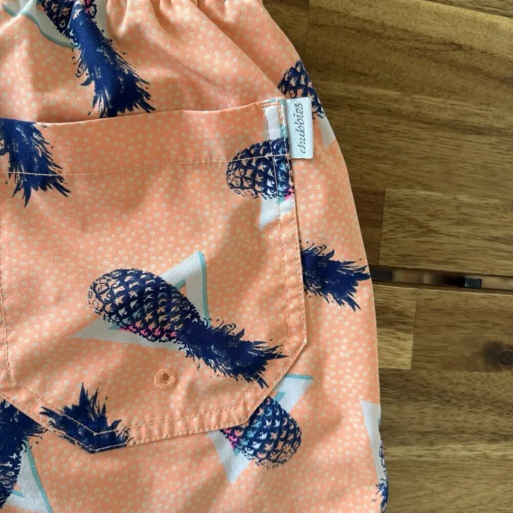 Chubbies Swim Shorts‎ Mens Small Orange Blue Pineapple Print Swimwear Trunks